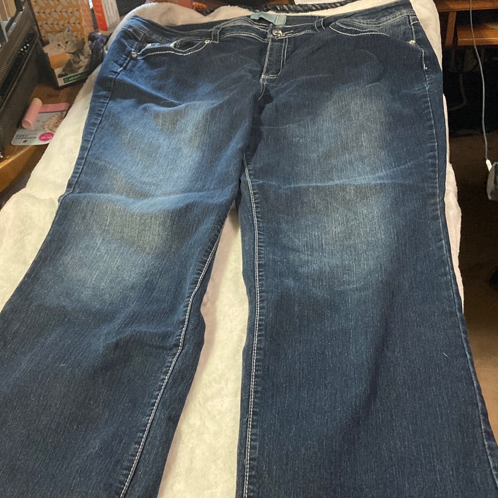 One 5 one Dark Blue Womens Straight-Leg Jeans